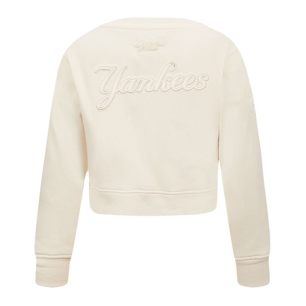 MLB NEW YORK YANKEES NEUTRAL LITTLE GIRLS FLEECE CREWNECK (EGGSHELL)
