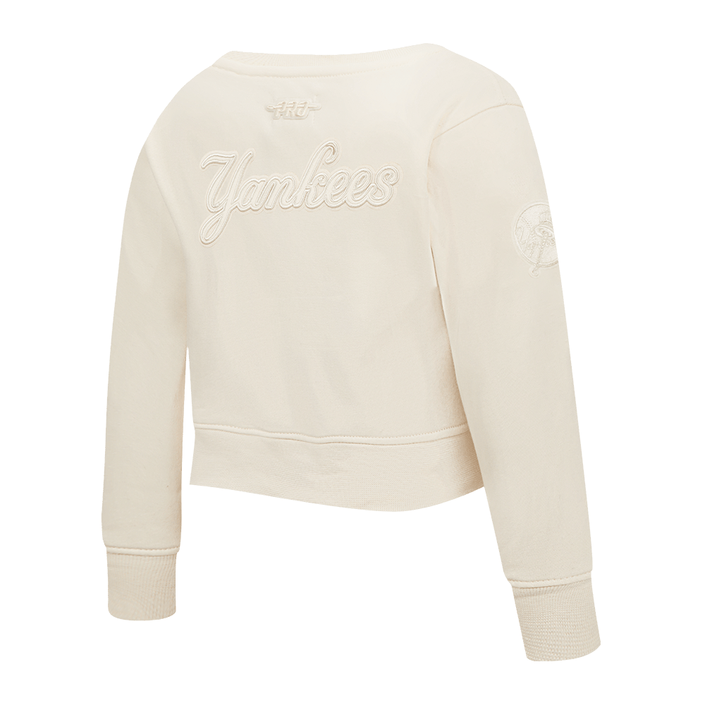 MLB NEW YORK YANKEES NEUTRAL LITTLE GIRLS FLEECE CREWNECK (EGGSHELL)