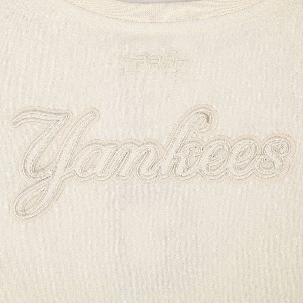 MLB NEW YORK YANKEES NEUTRAL LITTLE GIRLS FLEECE CREWNECK (EGGSHELL)