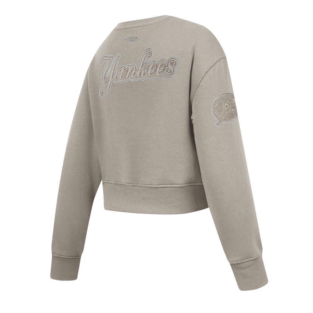 MLB NEW YORK YANKEES NEUTRAL LITTLE GIRLS FLEECE CREWNECK (TAUPE)