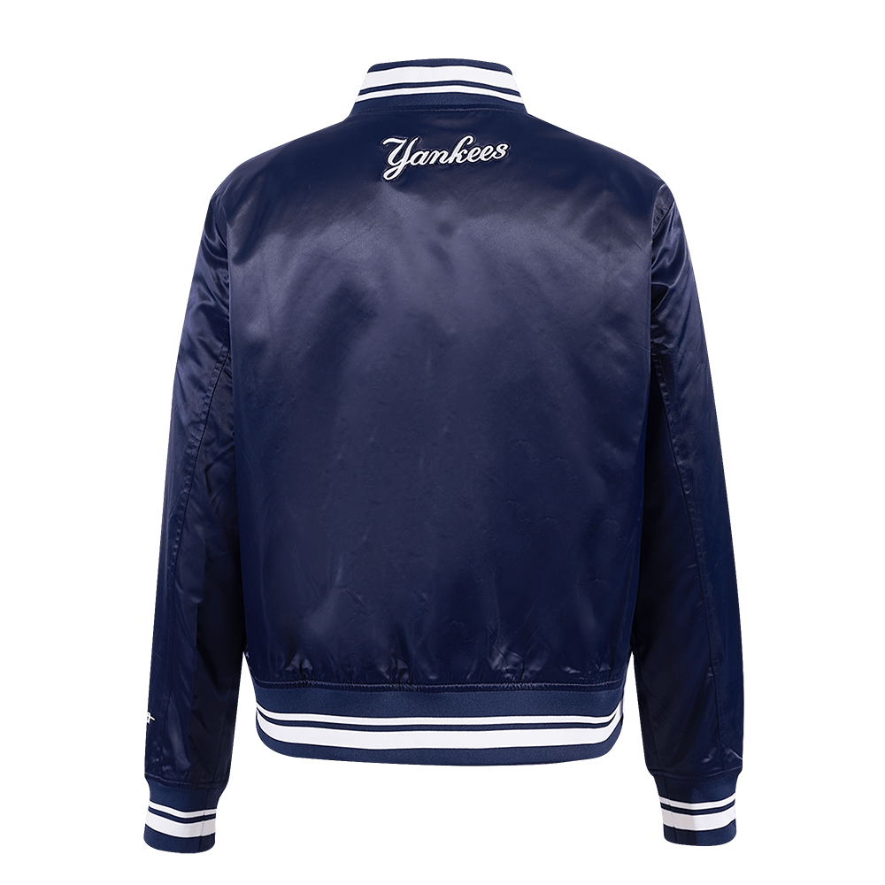MLB NEW YORK YANKEES SCRIPT TAIL WOMEN'S SATIN JACKET (MIDNIGHT NAVY)