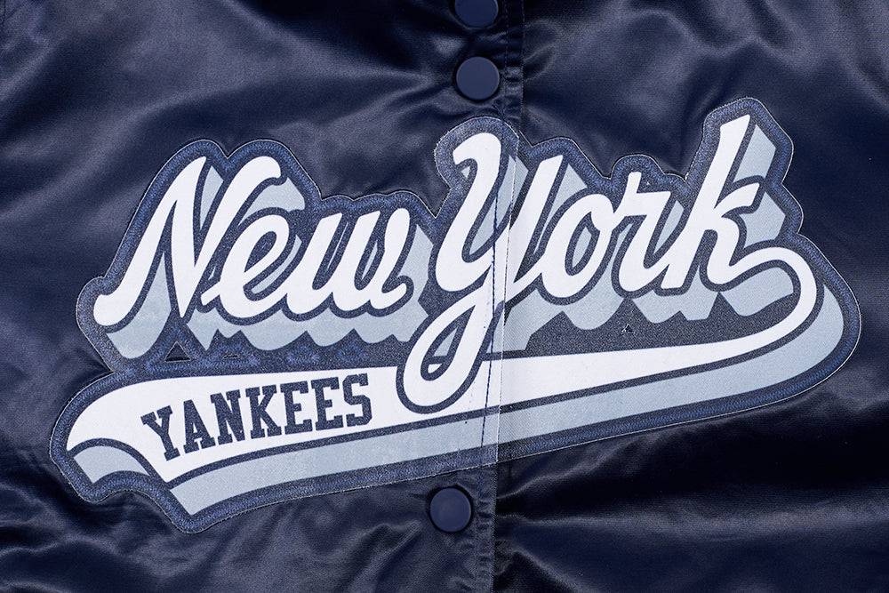 MLB NEW YORK YANKEES SCRIPT TAIL WOMEN'S SATIN JACKET (MIDNIGHT NAVY)