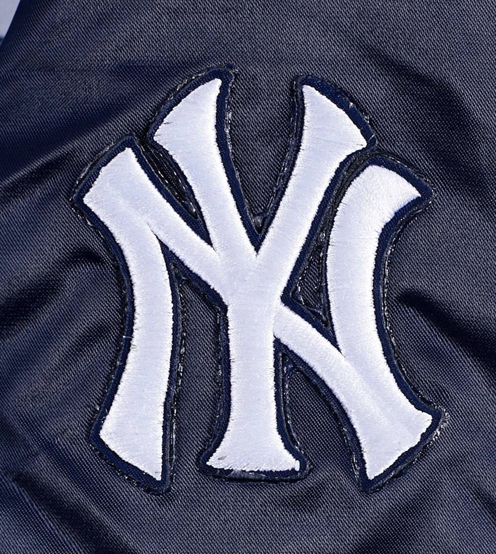 MLB NEW YORK YANKEES SCRIPT TAIL WOMEN'S SATIN JACKET (MIDNIGHT NAVY)
