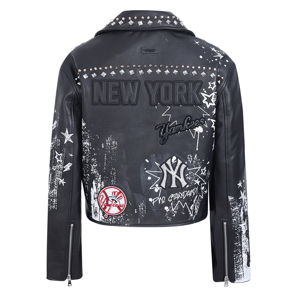 CHAQUETA DE CUERO PARA MUJER MLB NEW YORK YANKEES SKETCHBOOK (NEGRA)
