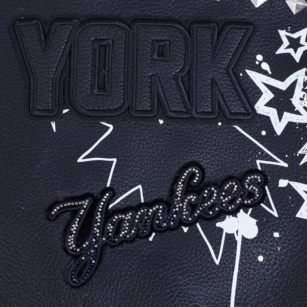 CHAQUETA DE CUERO PARA MUJER MLB NEW YORK YANKEES SKETCHBOOK (NEGRA)