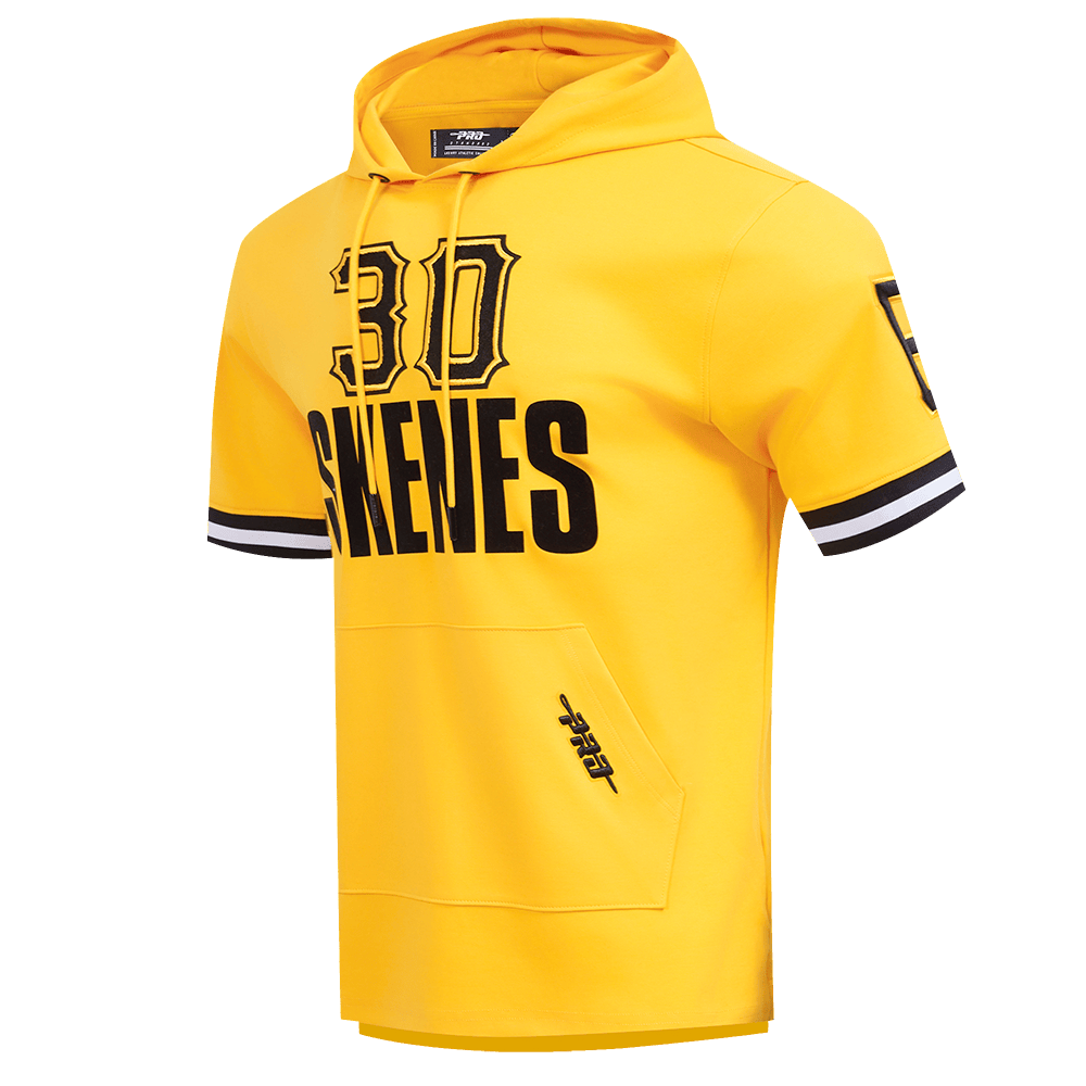 MLB PITTSBURGH PIRATES PAUL SKENES #30 CLASSIC MEN'S SHORT SLEEVE PULLOVER HOODIE (YELLOW/BLACK)