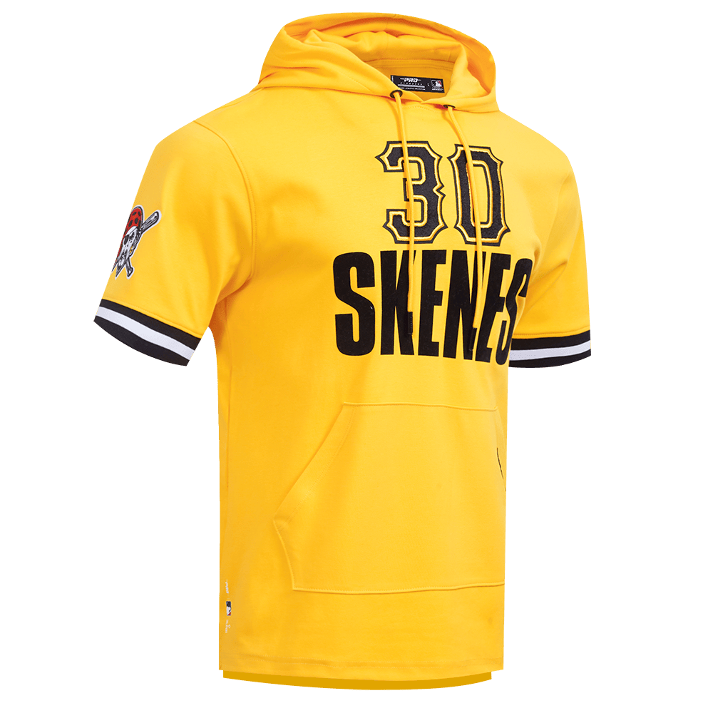MLB PITTSBURGH PIRATES PAUL SKENES #30 CLASSIC MEN'S SHORT SLEEVE PULLOVER HOODIE (YELLOW/BLACK)