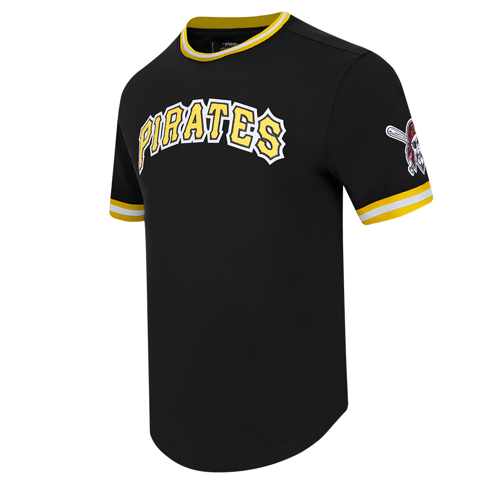 CAMISETA MLB CLÁSICA DE CHENILLA PARA HOMBRE DE MANGA CORTA PIRATAS DE PITTSBURGH (NEGRA)