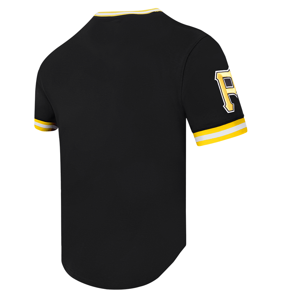 CAMISETA MLB CLÁSICA DE CHENILLA PARA HOMBRE DE MANGA CORTA PIRATAS DE PITTSBURGH (NEGRA)
