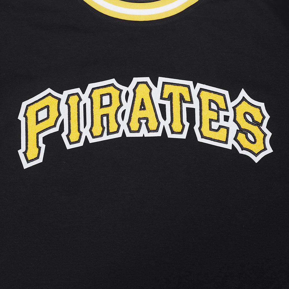 CAMISETA MLB CLÁSICA DE CHENILLA PARA HOMBRE DE MANGA CORTA PIRATAS DE PITTSBURGH (NEGRA)