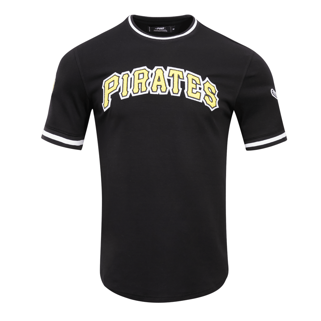 CAMISETA MLB CLÁSICA DE CHENILLA PARA HOMBRE DE MANGA CORTA PIRATAS DE PITTSBURGH (NEGRA)