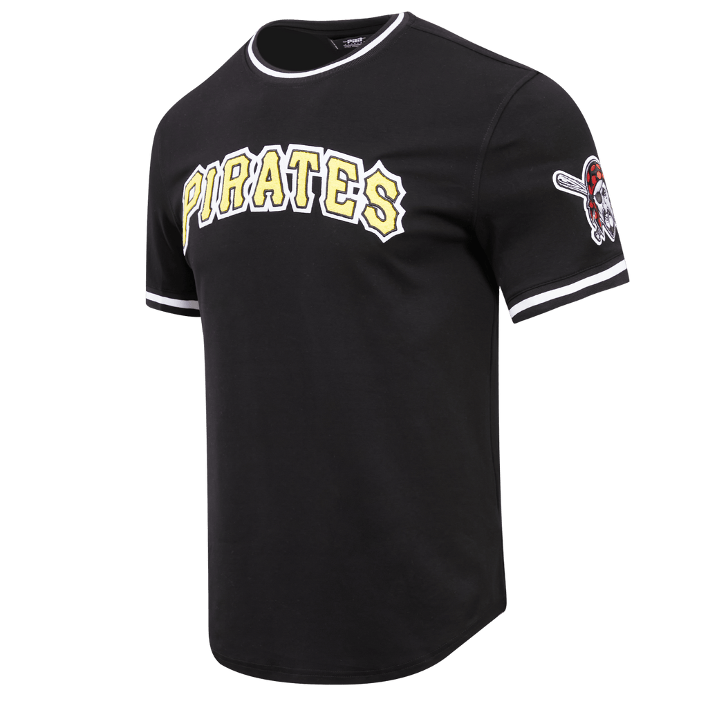 CAMISETA MLB CLÁSICA DE CHENILLA PARA HOMBRE DE MANGA CORTA PIRATAS DE PITTSBURGH (NEGRA)