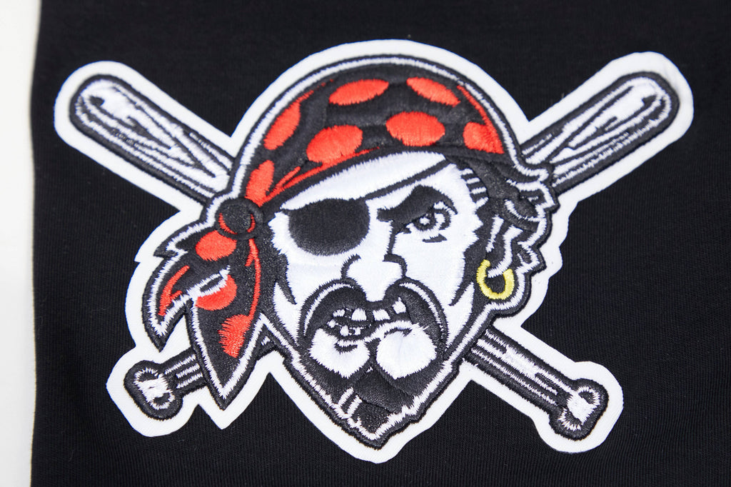 CAMISETA MLB CLÁSICA DE CHENILLA PARA HOMBRE DE MANGA CORTA PIRATAS DE PITTSBURGH (NEGRA)