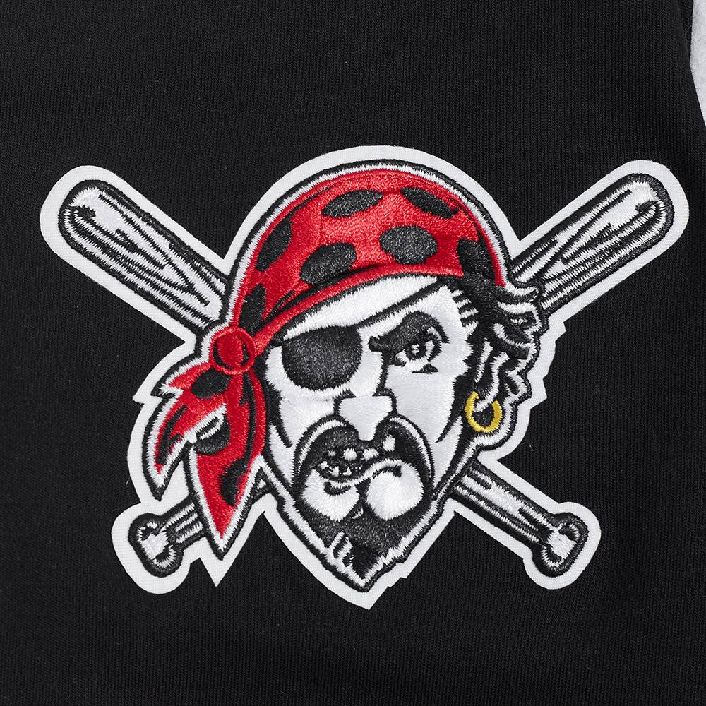 MLB PITTSBURGH PIRATES CLASSIC CHENILLE MEN'S DOUBLE KNIT SHORT SLEEVE PULLOVER HOODIE (BLACK/YELLOW)