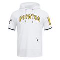 MLB PITTSBURGH PIRATES CLASSIC CHENILLE MEN'S DOUBLE KNIT SHORT SLEEVE PULLOVER HOODIE (WHITE/BLACK)