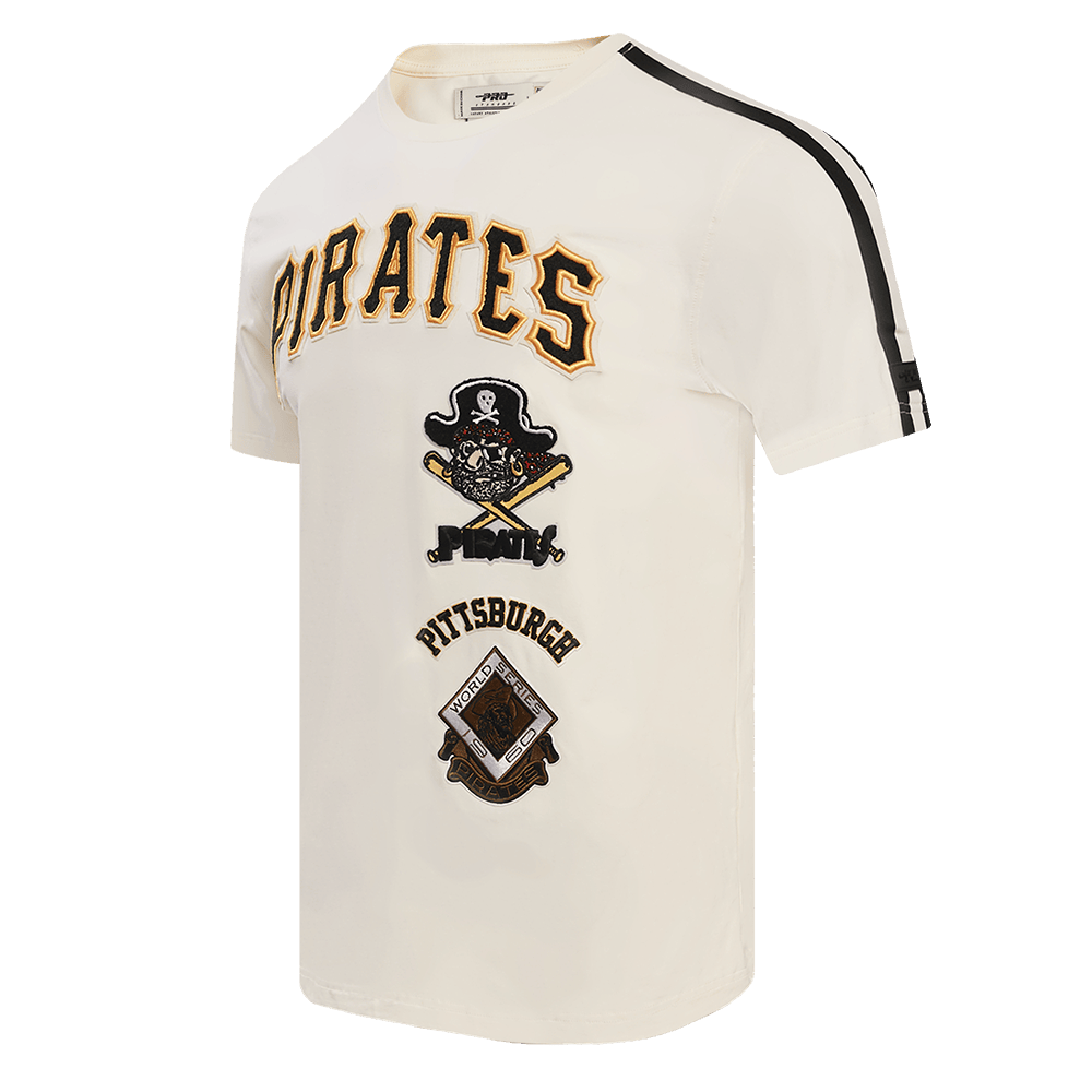 CAMISETA DE RAYAS RETRO CLÁSICA PARA HOMBRE MLB PITTSBURGH PIRATES (BLANCO HUESO/ NEGRO)