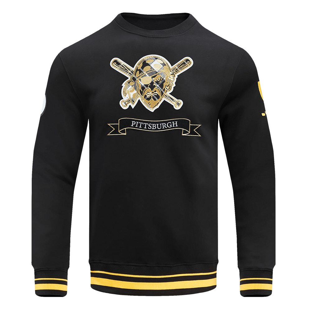 MLB PITTSBURGH PIRATES PRO PREP RIB FLEECE MEN'S CREWNECK (BLACK/YELLOW)