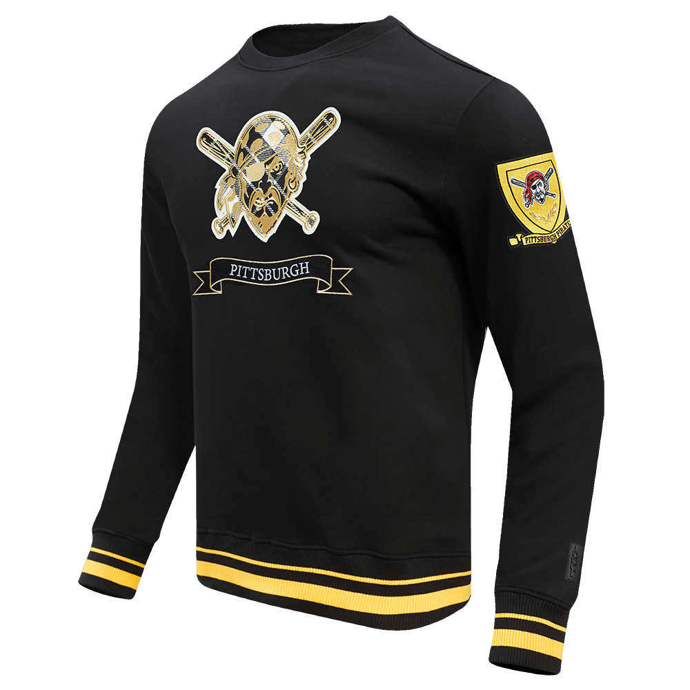 MLB PITTSBURGH PIRATES PRO PREP RIB FLEECE MEN'S CREWNECK (BLACK/YELLOW)