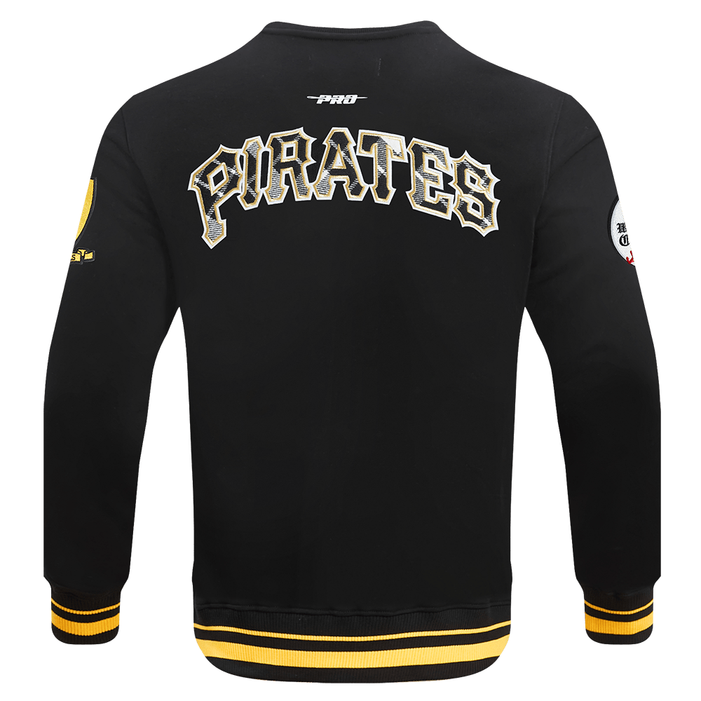 MLB PITTSBURGH PIRATES PRO PREP RIB FLEECE MEN'S CREWNECK (BLACK/YELLOW)