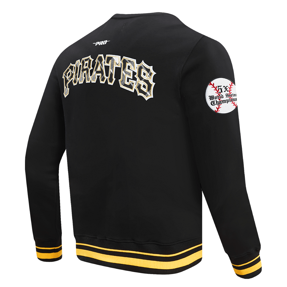 MLB PITTSBURGH PIRATES PRO PREP RIB FLEECE MEN'S CREWNECK (BLACK/YELLOW)