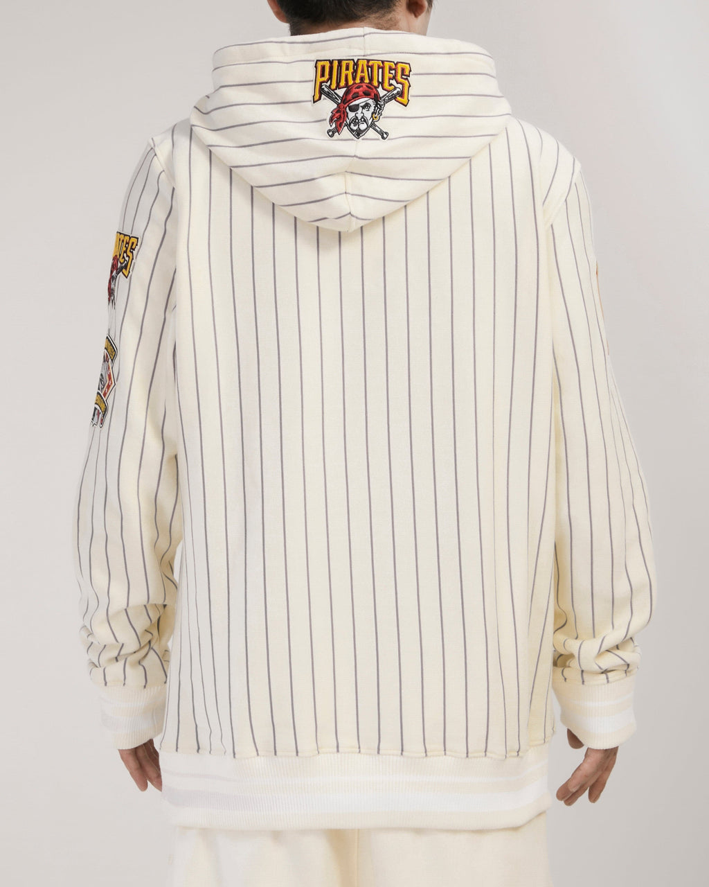 MLB PITTSBURGH PIRATES PINSTRIPE RETRO CLASSIC RIB FLC PO HOODIE (EGGSHELL/ GREY)