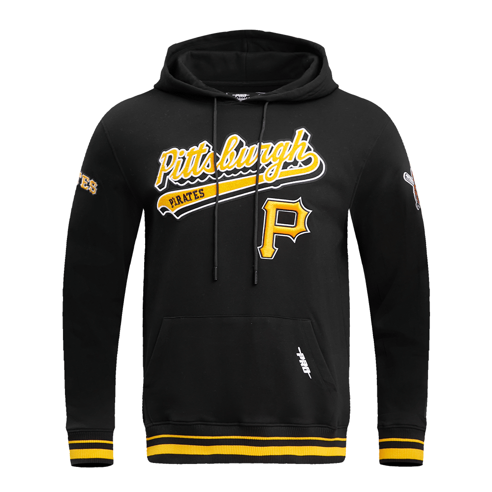 MLB PITTSBURGH PIRATES SCRIPT TAIL MEN'S RIB FLC PO HOODIE (BLACK/YELLOW)