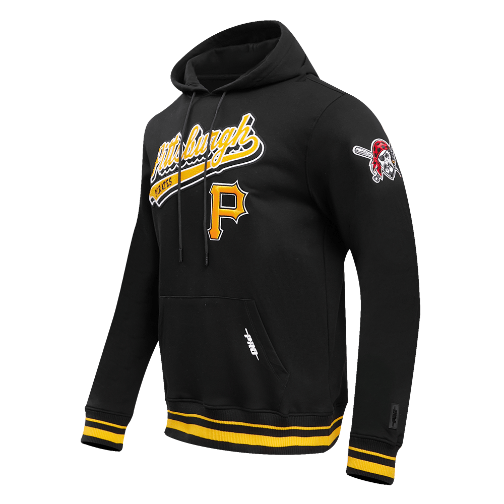 MLB PITTSBURGH PIRATES SCRIPT TAIL MEN'S RIB FLC PO HOODIE (BLACK/YELLOW)