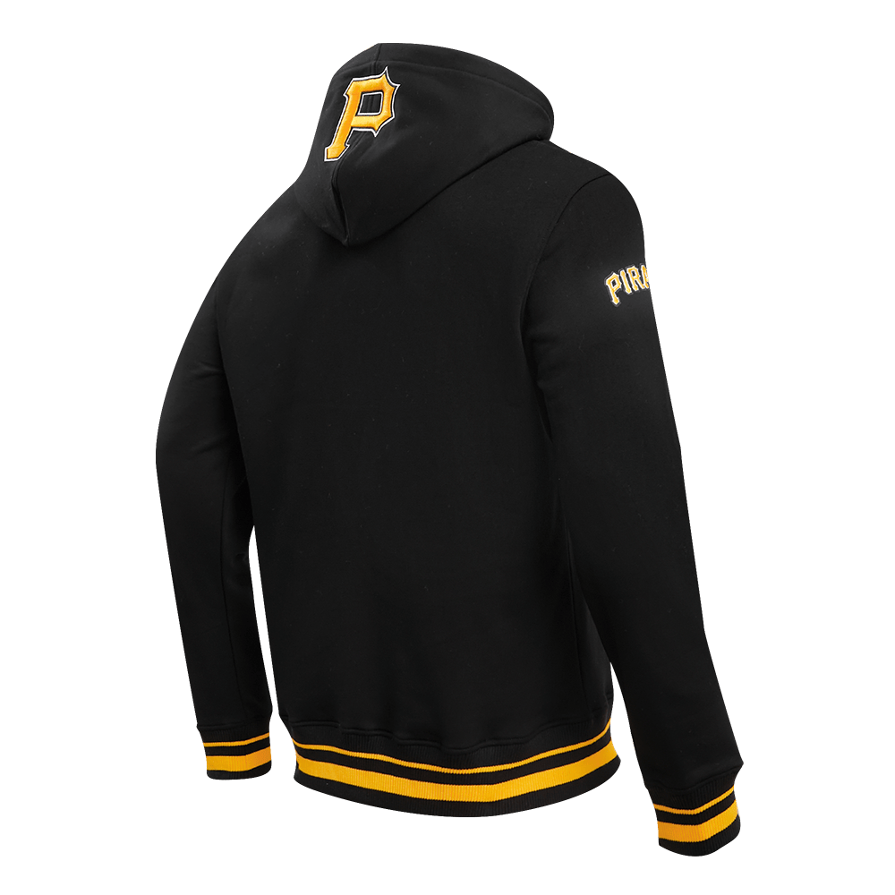 MLB PITTSBURGH PIRATES SCRIPT TAIL MEN'S RIB FLC PO HOODIE (BLACK/YELLOW)
