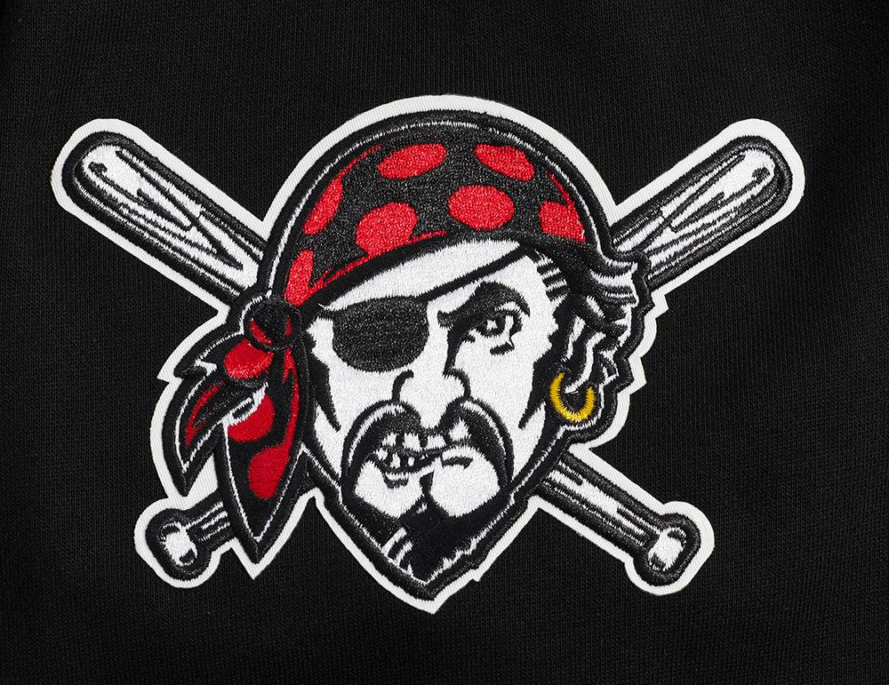 SUDADERA CON CAPUCHA DE FELPA ACANALADA PARA HOMBRE CON ESTEMAS DEL EQUIPO MLB PITTSBURGH PIRATES (NEGRA/AMARILLA)