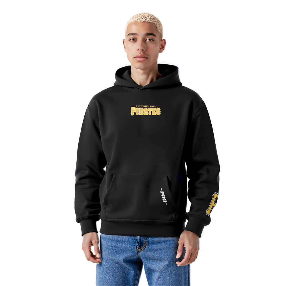 MLB PITTSBURGH PIRATES WINGSPAN MEN'S DROP SHOULDER FLC PO HOODIE (BLACK)