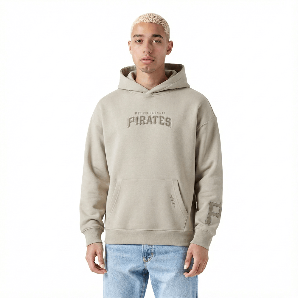 MLB PITTSBURGH PIRATES WINGSPAN MEN'S DROP SHOULDER FLC PO HOODIE (TAUPE)
