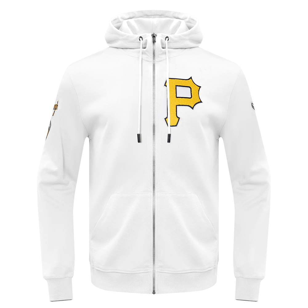 MLB PITTSBURGH PIRATES CLASSIC CHENILLE MEN'S FULL ZIP PULLOVER HOODIE (WHITE)
