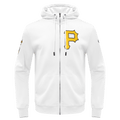 MLB PITTSBURGH PIRATES CLASSIC CHENILLE MEN'S FULL ZIP PULLOVER HOODIE (WHITE)