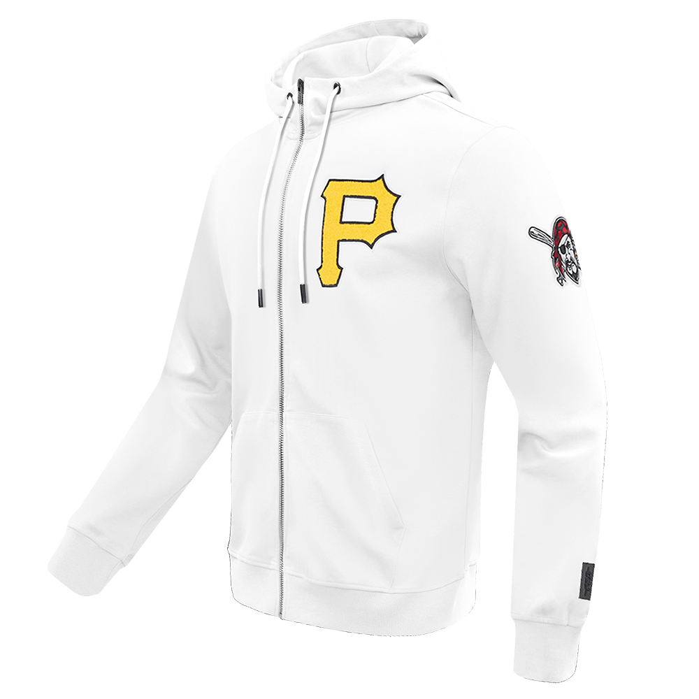 MLB PITTSBURGH PIRATES CLASSIC CHENILLE MEN'S FULL ZIP PULLOVER HOODIE (WHITE)