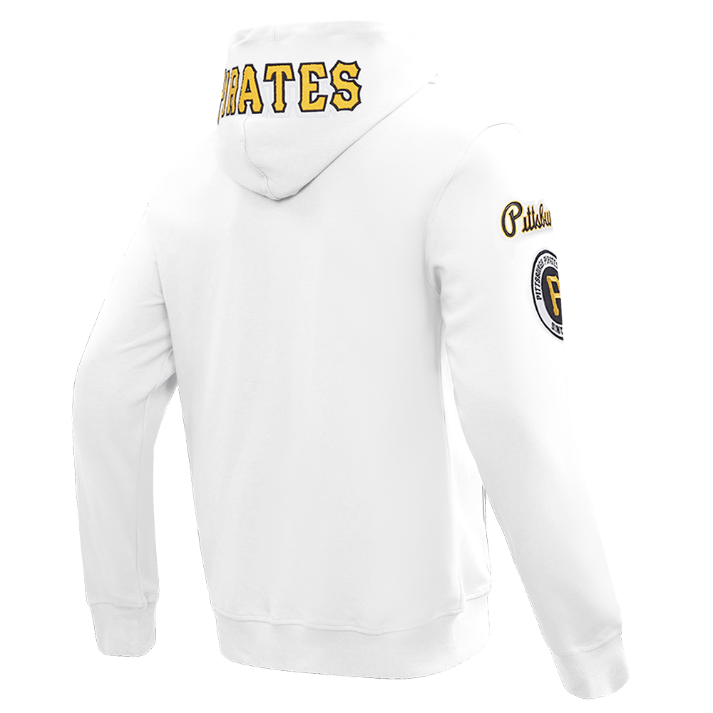 MLB PITTSBURGH PIRATES CLASSIC CHENILLE MEN'S FULL ZIP PULLOVER HOODIE (WHITE)