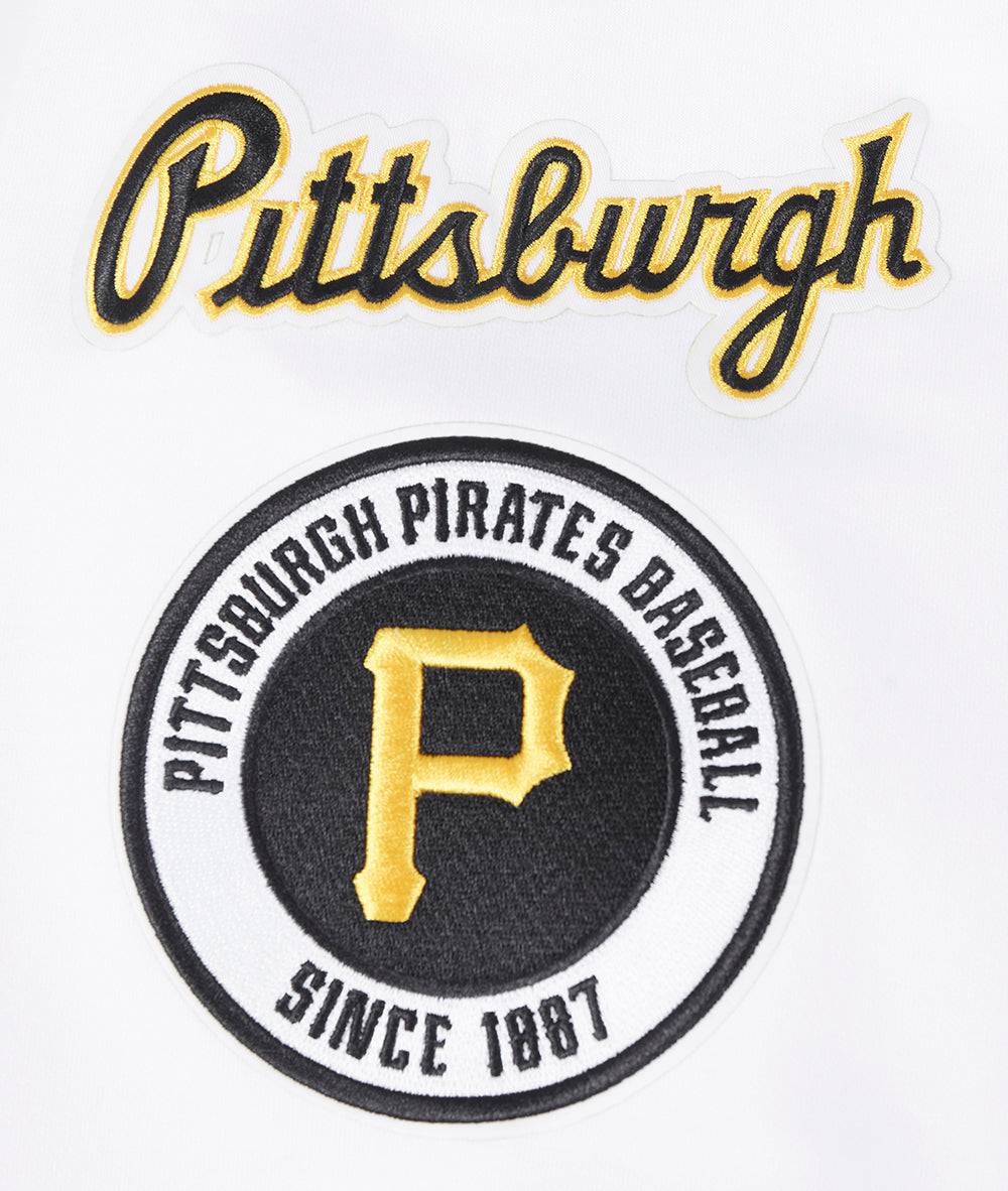MLB PITTSBURGH PIRATES CLASSIC CHENILLE MEN'S FULL ZIP PULLOVER HOODIE (WHITE)