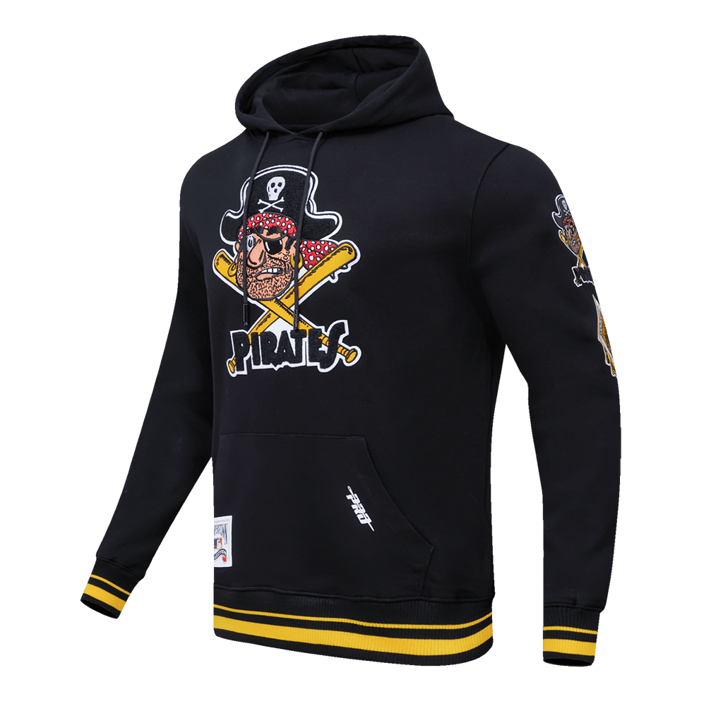 MLB PIRATAS DE PITTSBURGH SUDADERA CON CAPUCHA CERRADA PARA HOMBRE RETRO CLÁSICA (NEGRA/AMARILLA)