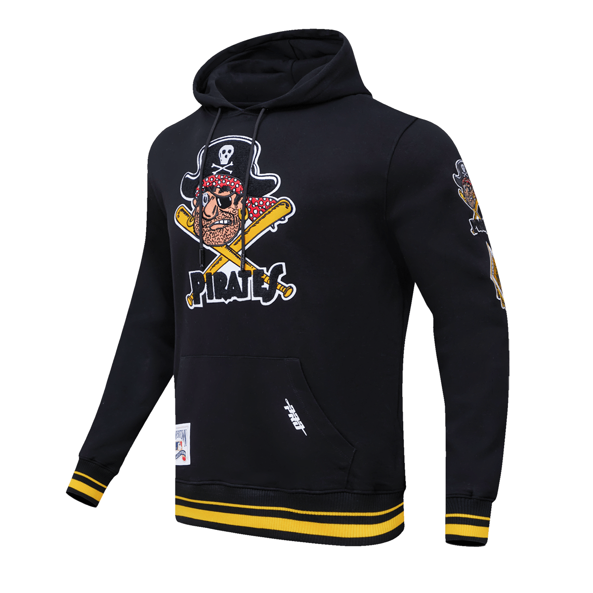 MLB PIRATAS DE PITTSBURGH SUDADERA CON CAPUCHA CERRADA PARA HOMBRE RETRO CLÁSICA (NEGRA/AMARILLA)