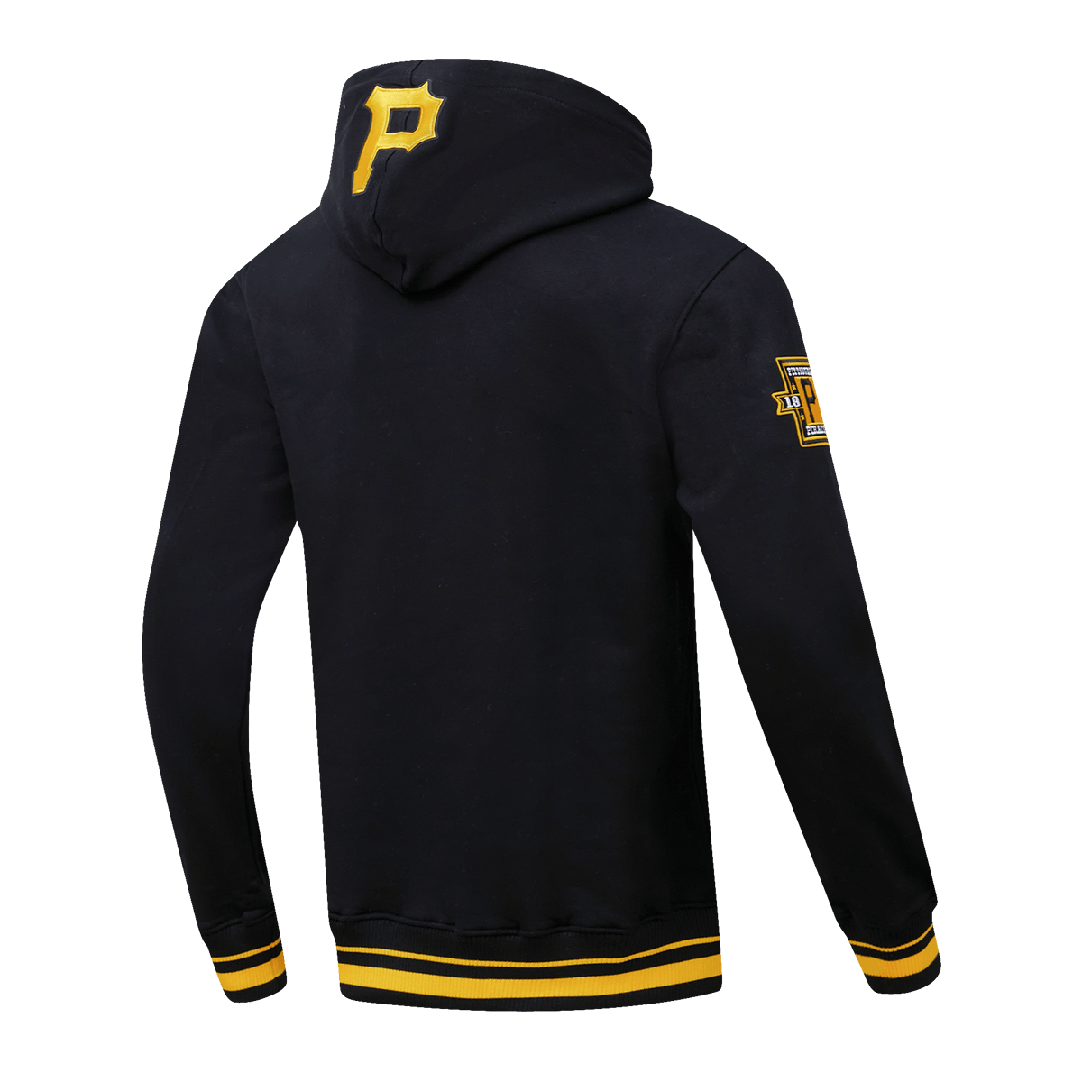 MLB PIRATAS DE PITTSBURGH SUDADERA CON CAPUCHA CERRADA PARA HOMBRE RETRO CLÁSICA (NEGRA/AMARILLA)