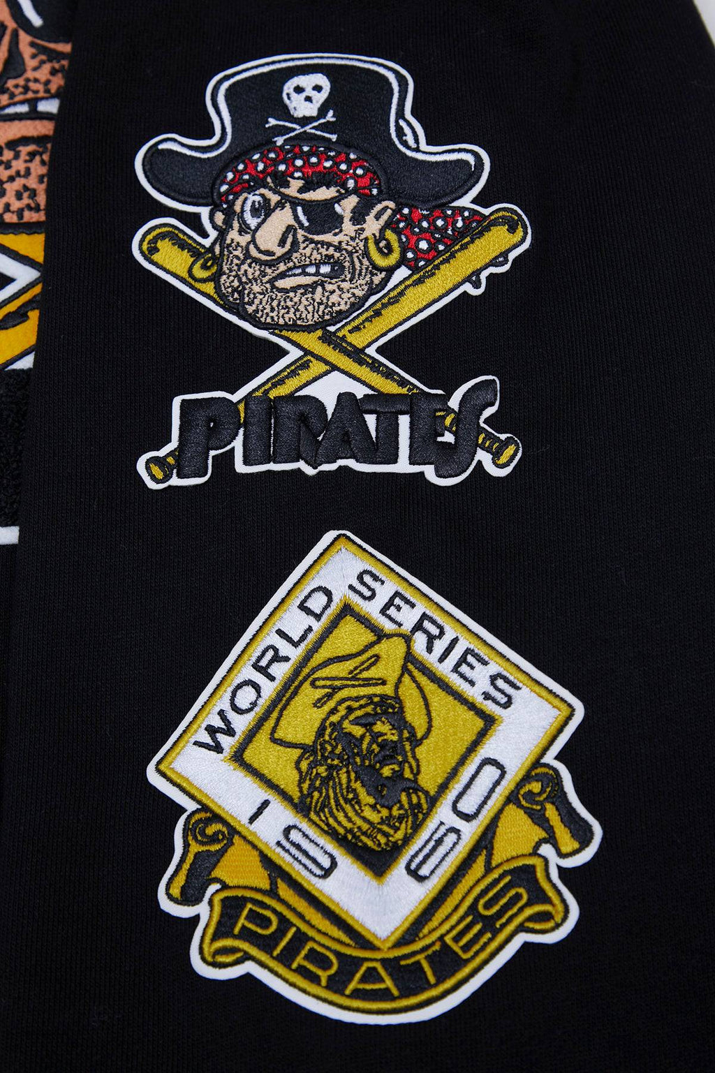 MLB PIRATAS DE PITTSBURGH SUDADERA CON CAPUCHA CERRADA PARA HOMBRE RETRO CLÁSICA (NEGRA/AMARILLA)
