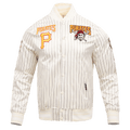 MLB PITTSBURGH PIRATES PINSTRIPE RETRO CLASSIC MEN'S RIB SATIN JACKE (EGGSHELL/ GREY)