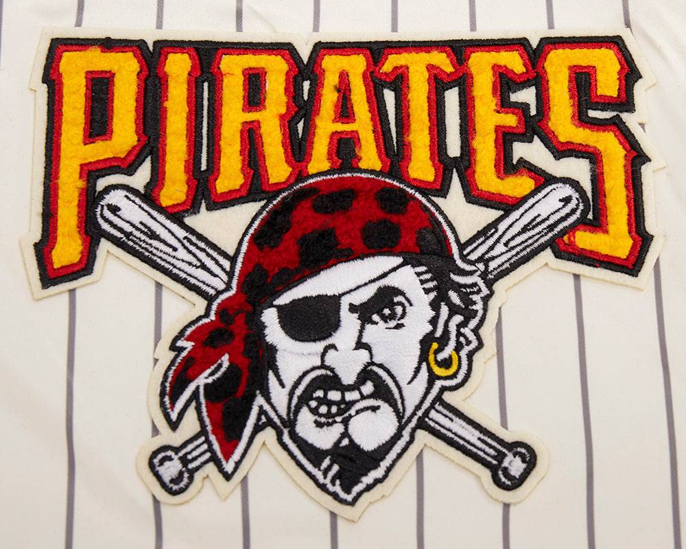 MLB PITTSBURGH PIRATES PINSTRIPE RETRO CLASSIC MEN'S RIB SATIN JACKE (EGGSHELL/ GREY)
