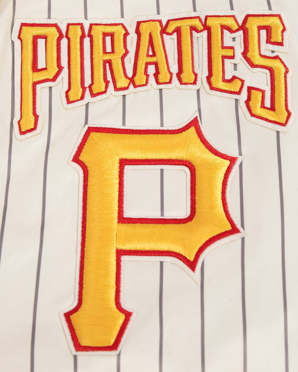 MLB PITTSBURGH PIRATES PINSTRIPE RETRO CLASSIC MEN'S RIB SATIN JACKE (EGGSHELL/ GREY)