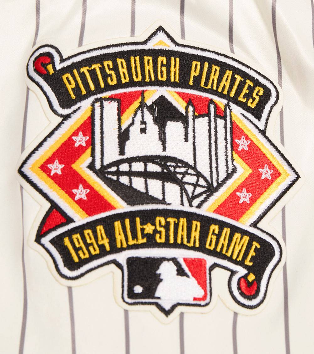 MLB PITTSBURGH PIRATES PINSTRIPE RETRO CLASSIC MEN'S RIB SATIN JACKE (EGGSHELL/ GREY)