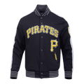 MLB PITTSBURGH PIRATES CURRENT LOGO PRO GAME DAY MEN'S DOUBLE KNIT JACKET (BLACK/SILVER/WHITE)