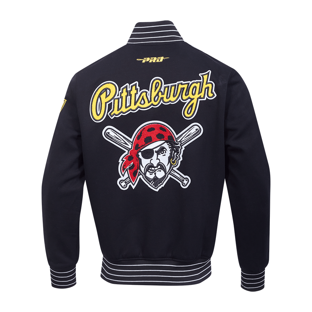 MLB PITTSBURGH PIRATES CURRENT LOGO PRO GAME DAY MEN'S DOUBLE KNIT JACKET (BLACK/SILVER/WHITE)