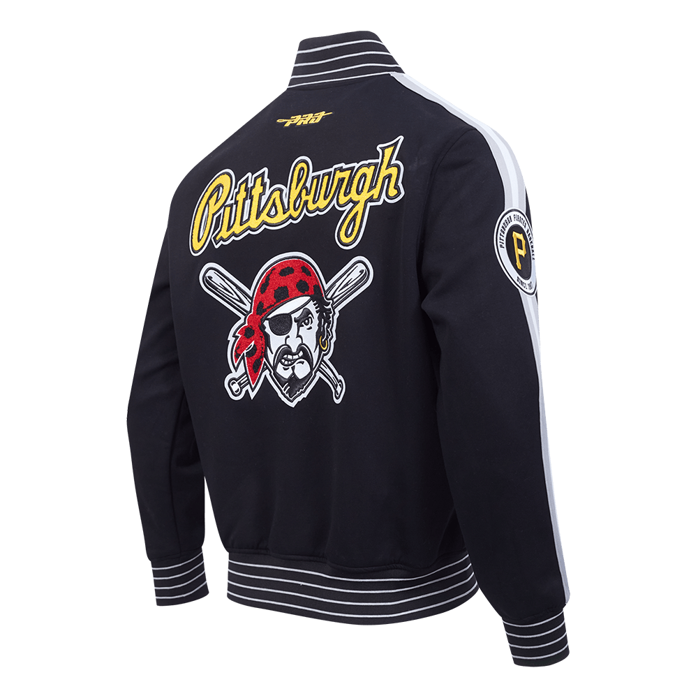 MLB PITTSBURGH PIRATES CURRENT LOGO PRO GAME DAY MEN'S DOUBLE KNIT JACKET (BLACK/SILVER/WHITE)