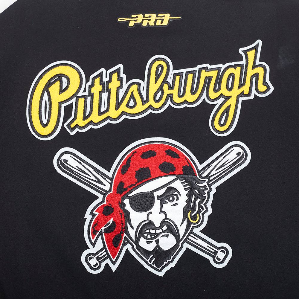 MLB PITTSBURGH PIRATES CURRENT LOGO PRO GAME DAY MEN'S DOUBLE KNIT JACKET (BLACK/SILVER/WHITE)