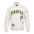 MLB PITTSBURGH PIRATES COOPERSTOWN LOGO PRO GAME DAY MEN'S DOUBLE KNIT JACKET (EGGSHELL/TAUPE/EGGSHELL)