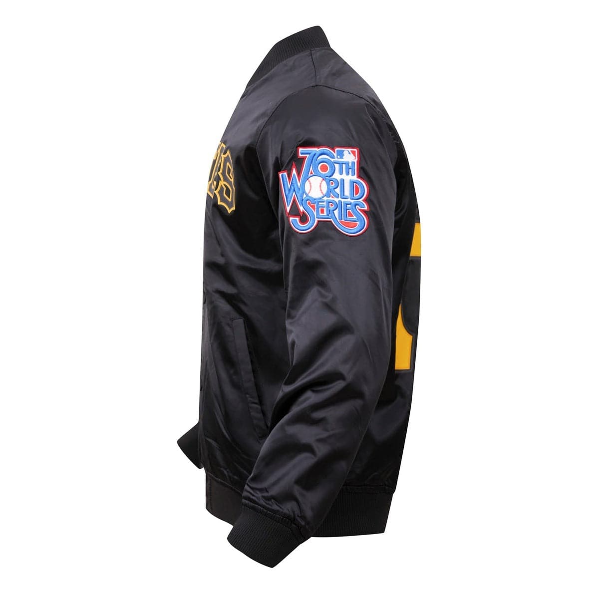MLB PITTSBURGH PIRATES BIG LOGO WORLD SERIES MEN'S SATIN JACKET (BLACK)